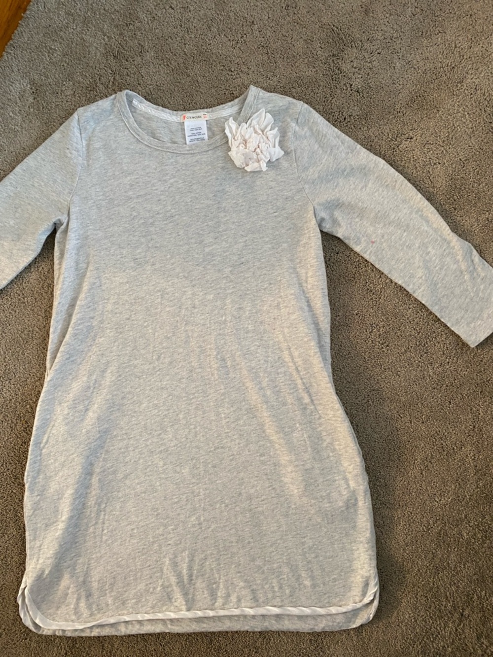Light Gray Long Sleeve Floral Accent dress